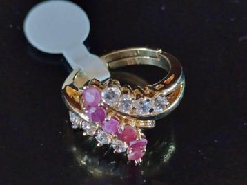 Vintage vergulde edelsteen open-ring (Size: 18mm) beschikbaar voor biedingen