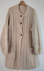 Een vintage pareltje prachtig handgebreid wollen vest jas, Maat 38/40 (M), Verzenden, Beige, Zo goed als nieuw