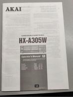 Gebruiks Handleiding Akai cassette deck speler HX-A305W, Ophalen of Verzenden, Akai