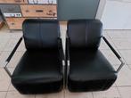 Set van 2 zwart lederen fauteuils xooon, Modern, Gebruikt, Leer, 75 tot 100 cm