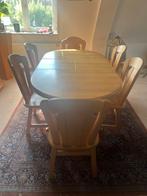 Eetkamertafel met 6 stoelen, Gebruikt, 100 tot 150 cm, Eikenhout, Ophalen of Verzenden
