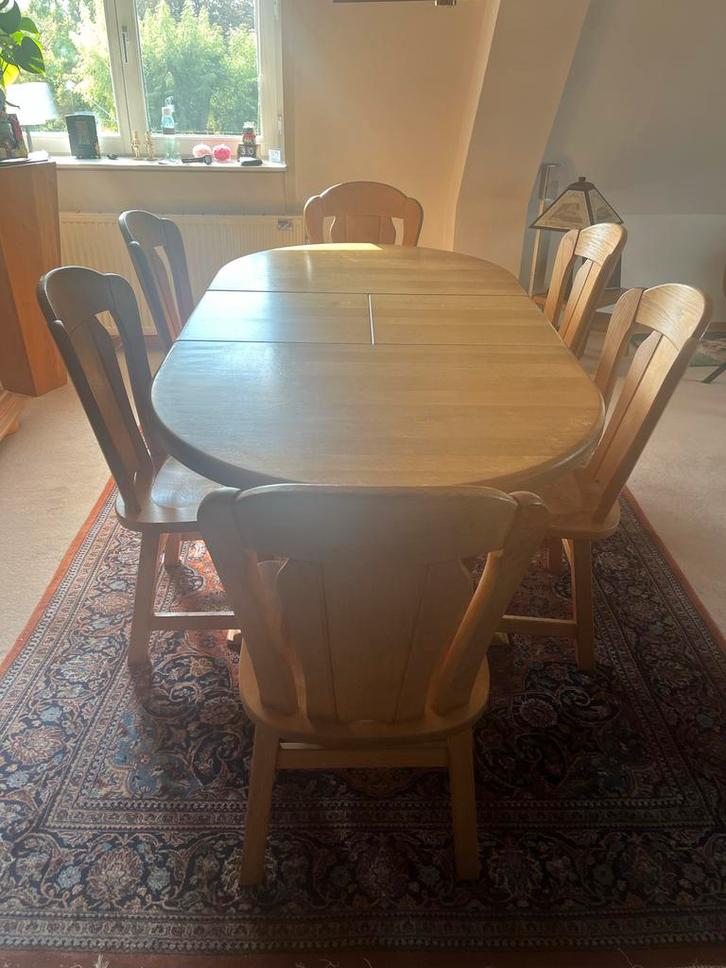 Eetkamertafel met 6 stoelen, Huis en Inrichting, Tafels | Eettafels, Gebruikt, 100 tot 150 cm, 150 tot 200 cm, Vijf personen of meer