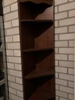 Donkerbruine eiken hoekkast met planken, Huis en Inrichting, Kasten | Boekenkasten, Ophalen, Met plank(en), Minder dan 50 cm, Gebruikt