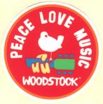 Woodstock Peace Love Music sticker #2, Ophalen of Verzenden, Nieuw, Foto of Kaart