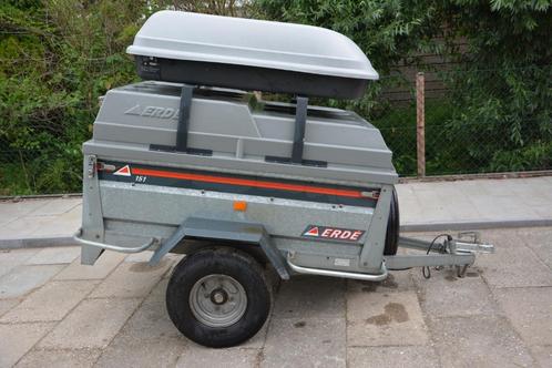 Erde 151 bagagewagen met deksel, dakkoffer en reservewiel, Auto diversen, Aanhangers en Bagagewagens, Gebruikt, Ophalen