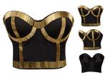 Goud zwarte dames korset top bodycon zomer topje, Maat 38/40 (M), Overige kleuren, Verzenden, Nieuw