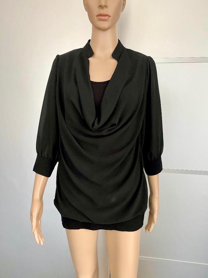H154 Di Loren maat M=38 lange Blouse top zwart, Kleding | Dames, Blouses en Tunieken, Zo goed als nieuw, Maat 38/40 (M), Zwart