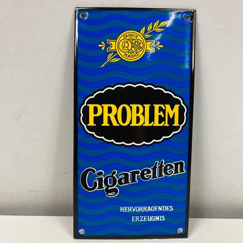 Emaille bordje - Problem - Cigaretten - Fabrik Marke, Verzamelen, Merken en Reclamevoorwerpen, Zo goed als nieuw, Reclamebord