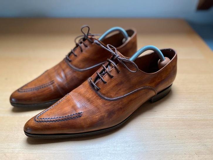 Spitse cognac oxford schoenen Henrique Enko Paris 8 42 42,5, Kleding | Heren, Schoenen, Zo goed als nieuw, Bruin, Ophalen of Verzenden