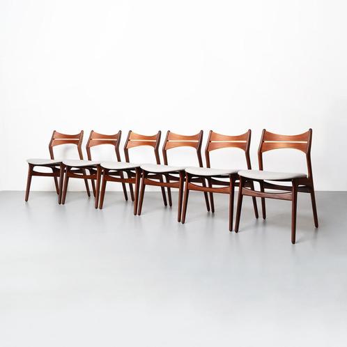 Vintage Deense eetkamerstoelen (Erik Buch), set van 6, Huis en Inrichting, Stoelen, Gebruikt, Vijf, Zes of meer stoelen, Hout
