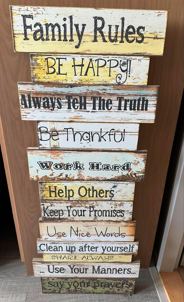 Familie Regels Bord Decoratie, Huis en Inrichting, Woonaccessoires | Wanddecoraties, Gebruikt, Ophalen