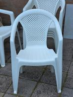 Opstapelbare tuinstoelen wit 6 stuks, Ophalen, Gebruikt, Kunststof