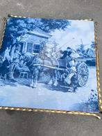Delfts Blauw Tegeltableau met Gouden Rand, Antiek en Kunst, Antiek | Wandborden en Tegels, Ophalen of Verzenden
