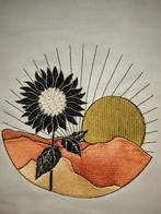 Geborduurde Zonsondergang - met zonnebloem, Hobby en Vrije tijd, Stoffen en Lappen, 120 cm of meer, Nieuw, Ophalen of Verzenden