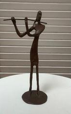 Mooi (bronzen) beeldje van dwarsfluitspeelster en méér....., Ophalen of Verzenden