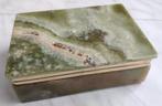 Onyx marmer groen vintage doosje natuursteen sigarettendoos, Antiek en Kunst, Ophalen of Verzenden