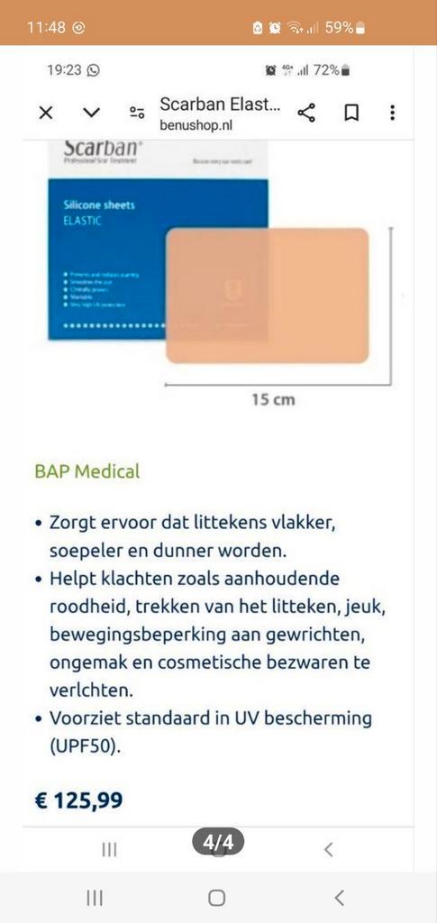 Scarban litteken pleister 15 bij 20, Sport en Fitness, Gezondheidsproducten en Wellness, Nieuw, Overige typen, Ophalen of Verzenden