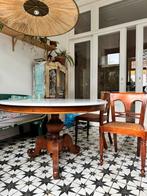 eetkamer set eettafel d125 cm  4 stoelen marmeer, Huis en Inrichting, Tafels | Eettafels, Ophalen, Rond, Zo goed als nieuw, 100 tot 150 cm