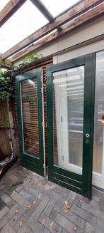 Dubbele openslaande deuren hardhout 202x146 meerpuntsluiting, Ophalen, Zo goed als nieuw, Hout, Deurkozijn