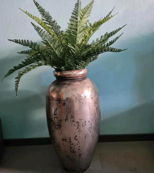 XL metalen zilveren kruik vaas vintage India stijl, Huis en Inrichting, Woonaccessoires | Vazen, Zo goed als nieuw, Overige kleuren