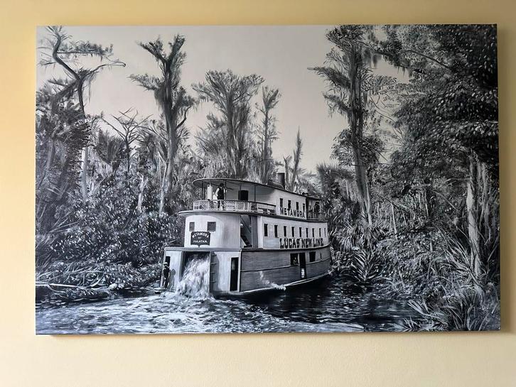 Klassiek Schilderij Mississippi Boot op Canvas Art Decoratie, Antiek en Kunst, Kunst | Schilderijen | Klassiek, Ophalen