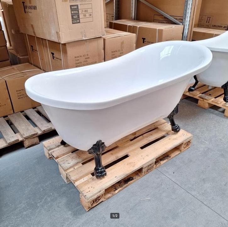 Klassiek ligbad met zwarte pootjes 171x78x75 cm nr160, Huis en Inrichting, Woonaccessoires | Overige, Nieuw, Ophalen of Verzenden