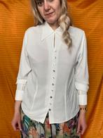 Vintage witte blouse/shirt/overhemd - brocante - 40/L, Kleding | Dames, Blouses en Tunieken, Gedragen, Maat 38/40 (M), Vintage