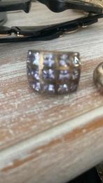 Zilveren ring met bergkristallen, Sieraden, Tassen en Uiterlijk, Ringen, 18 tot 19, Gebruikt, Met kristal, Ophalen of Verzenden