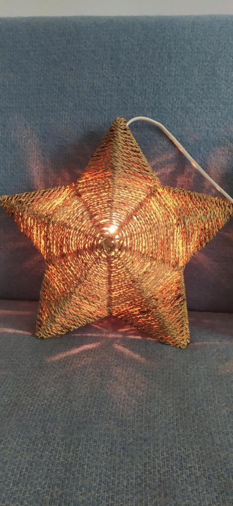 Vintage  grote Strala kersster, sisal, stoffen snoer, Ikea, Diversen, Kerst, Zo goed als nieuw, Ophalen of Verzenden