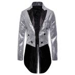 Heren lang zilver glitter colbert mannen zilveren blazer jas, Kleding | Heren, Verzenden, Nieuw