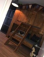 Super mooi steigerhouten boomhut huis bed, Ophalen, Zo goed als nieuw, Stapelbed