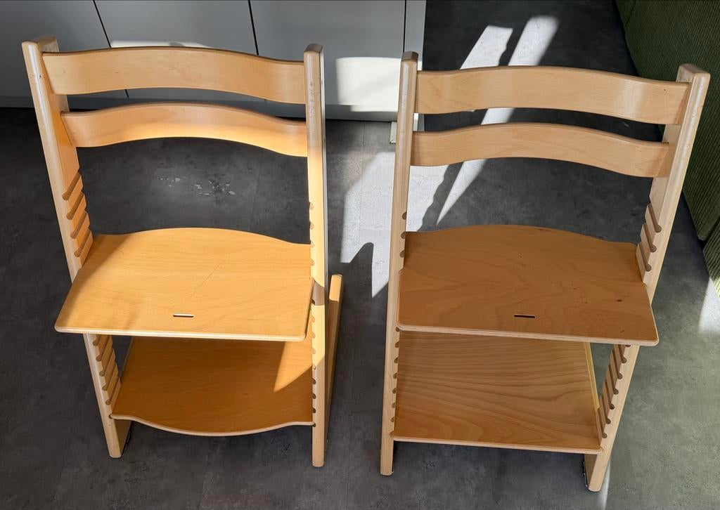 Twee Stokke Tripp Trapp meegroeistoelen, Ophalen of Verzenden, Gebruikt, Meegroeistoel, Gordel(s)