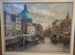 Schilderij olieverf Amsterdam Brouwersgracht Lutherse kerk, Antiek en Kunst, Kunst | Schilderijen | Klassiek, Ophalen