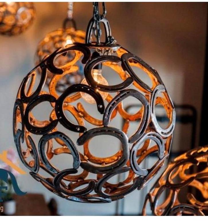 Brocante lamp boerderij lamp industriële hoefijzer stallamp, Huis en Inrichting, Lampen | Hanglampen, Zo goed als nieuw, 50 tot 75 cm