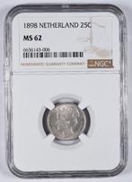 Nederland 25 Cent 1898 MS62, Zilver, 25 cent, Ophalen of Verzenden, Koningin Wilhelmina