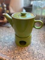 Groene theepot met warmhouder, Huis en Inrichting, Keuken | Servies, Ophalen, Gebruikt, Keramiek, Overige typen