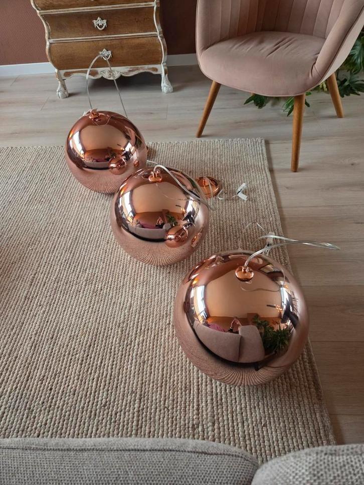 3 Koper Rosé Hanglampen - Nieuw - 35cm, Huis en Inrichting, Lampen | Hanglampen, Nieuw, Minder dan 50 cm, Glas, Ophalen of Verzenden
