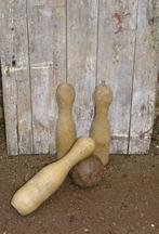 3 originele houten kegels en houten kegelbal, Ophalen