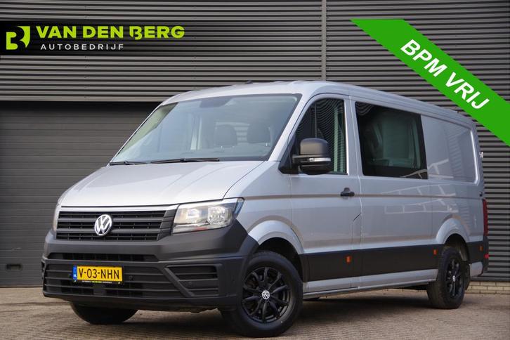 Volkswagen Crafter 35 2.0 TDI L3H2 DC 6P, 140PK AUT. LEDER,, Auto's, Bestelauto's, Bedrijf, Te koop, ABS, Achteruitrijcamera, Airbags
