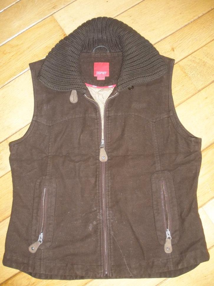 ESPRIT bodywarmer bruin suède maat L, Kleding | Dames, Bodywarmers, Zo goed als nieuw, Maat 38/40 (M), Bruin, Ophalen of Verzenden