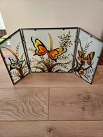 Vintage Scherm met Vlinder Motief, Minder dan 50 cm, Gebruikt, Ophalen of Verzenden, Schilderij