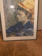 Aquarel schilderij van een man met hoed, Antiek en Kunst, Ophalen of Verzenden