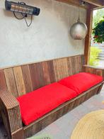 Bankirai Tuinbank met Rode Kussens, Antiek en Kunst, Ophalen of Verzenden