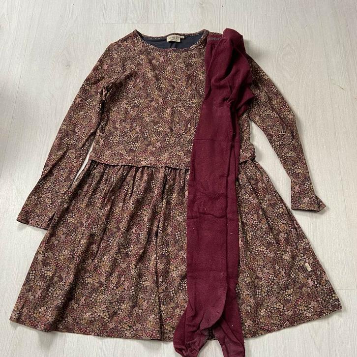 gebloemd set WHEAT jurk met lange mouwen mt 140 + haarband, Kinderen en Baby's, Kinderkleding | Maat 140, Zo goed als nieuw, Meisje