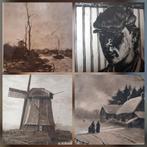 Prent aquarel litho zeilboot molen portret landschap Holland, Ophalen of Verzenden