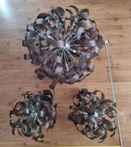 Design LED Hanglampen - Brons zilver/Chroom - Set van 3, Ophalen, Design, Zo goed als nieuw, Metaal