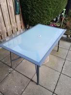 Glazen tuintafel met parasolgat - 147x87 cm, Ophalen