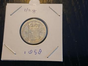 Zilveren 1/2 gulden uit 1858 Willem III prachtige munt beschikbaar voor biedingen