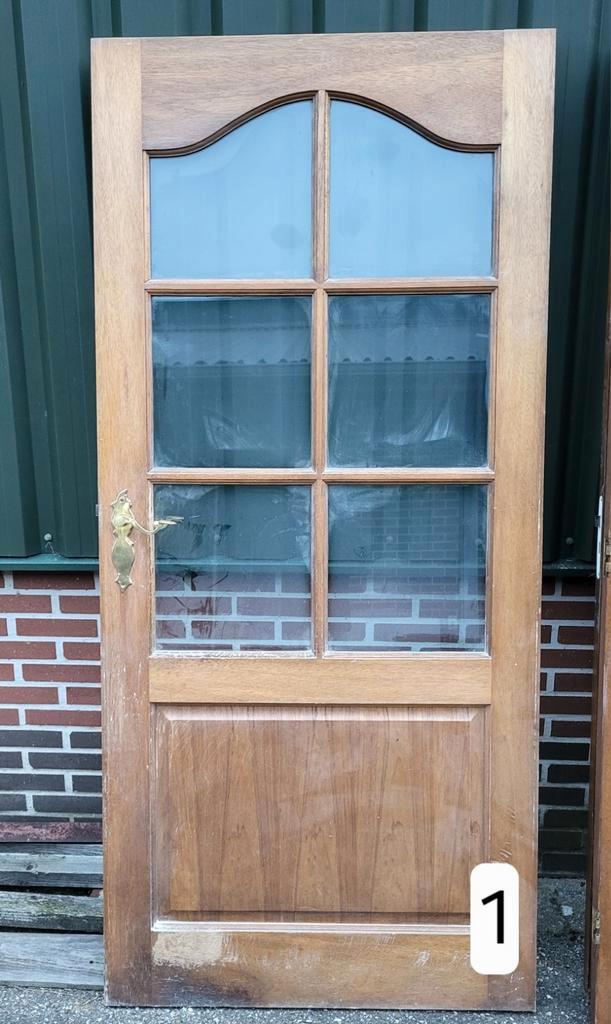 blank gelakte binnendeuren, Doe-het-zelf en Verbouw, Deuren en Horren, Gebruikt, Binnendeur, 200 tot 215 cm, 80 tot 100 cm, Glas