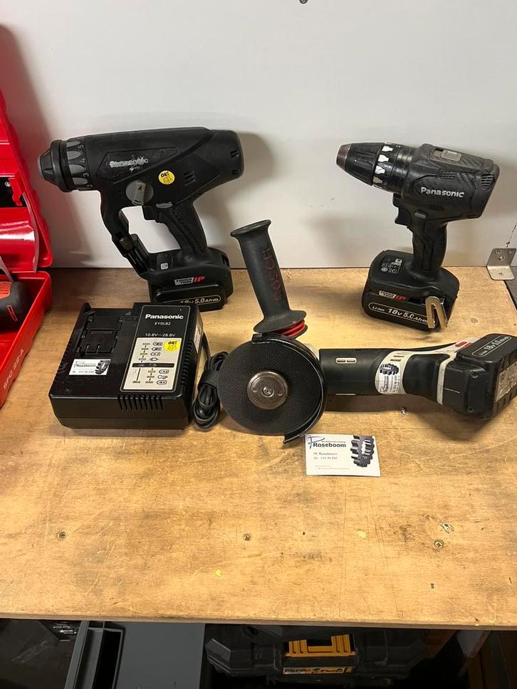 Panasonic set accu machines 14.4/18v 3x5.0ah accu’s, Doe-het-zelf en Verbouw, Gereedschap | Boormachines, Gebruikt, Boormachine